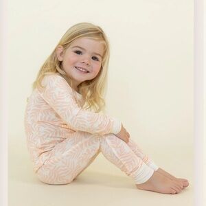 Tiny Jams Pink Pastel Palms 2-piece Bamboo Viscose PJ Pajama Set 18-24 mos NWT